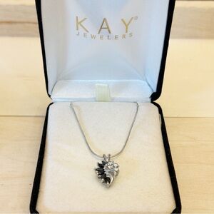 K.J. Kay Jewelers 925 Sterling Silver Sapphire Cz Pendant & Sterling Necklace